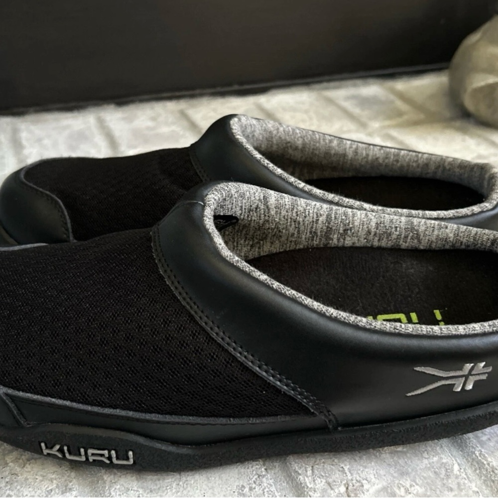 KURU Black and Gray Slip-On Loafers with Rubber Sole